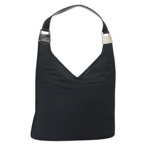 Authentic GUCCI Shoulder Bag Nylon Black Silver 001 3010